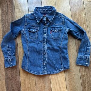 Levi’s denim little girl’s western look button down with pearly snaps & stretchy